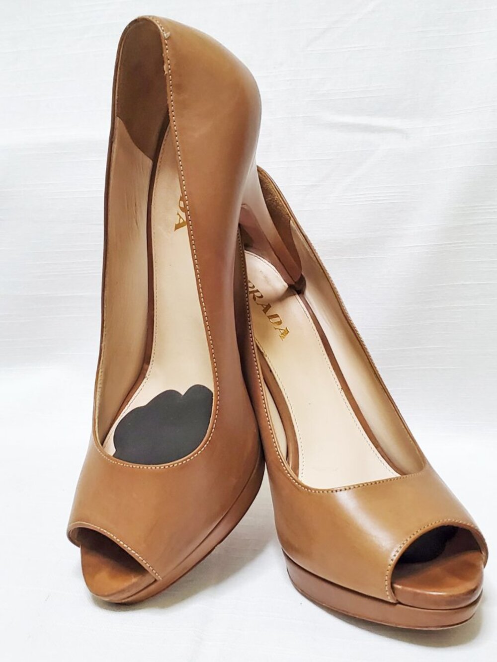Authentic PRADA Nude Leather Peeptoe Stiletto Size 39 - Picture 11 of 16